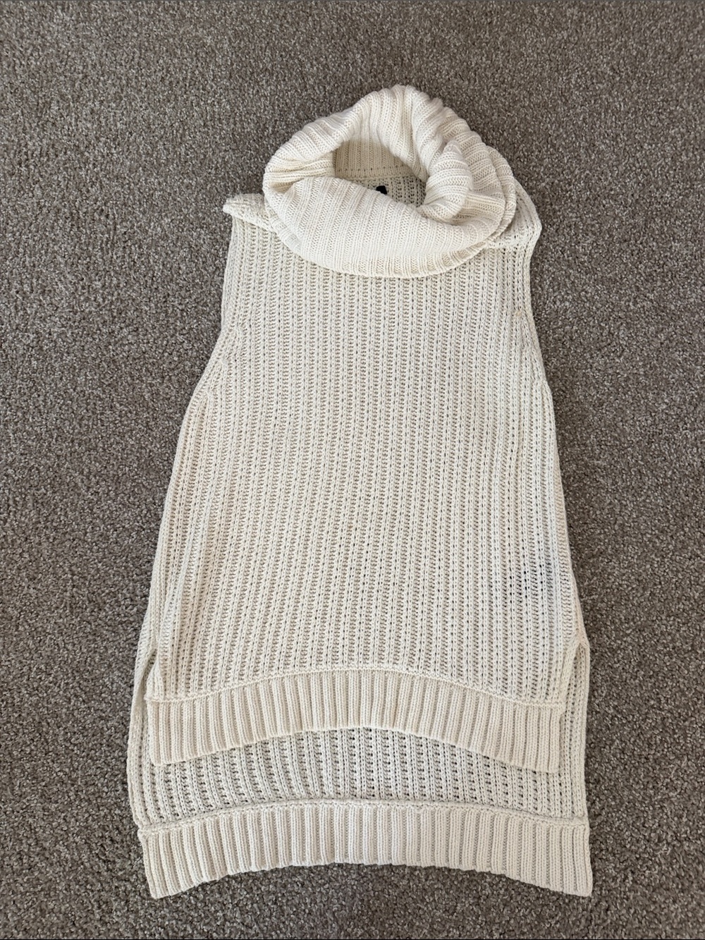Ella Moss Cream Sleeveless Cowl Neck Knit Sweater Vest